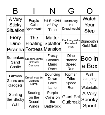 Super Mario Galaxy Bingo Card