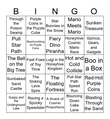 Super Mario Galaxy Bingo Card