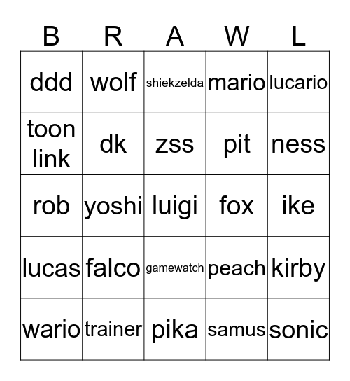 brawl bingo Card