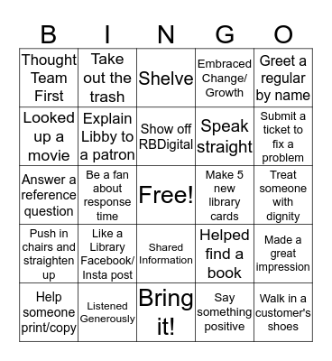 Staff Week Bingo Card