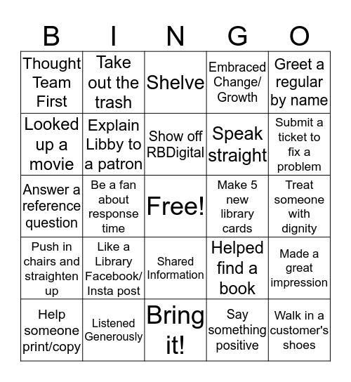 Staff Week Bingo Card