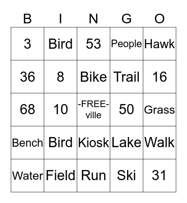 Dryden - Freeville RAIL TRAIL Bingo Card