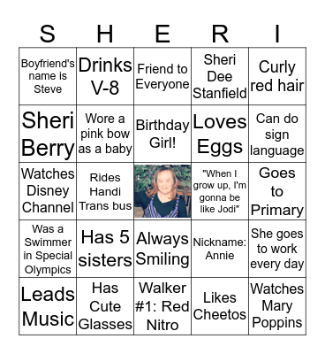 Sheri's Birthday BINGO! Bingo Card