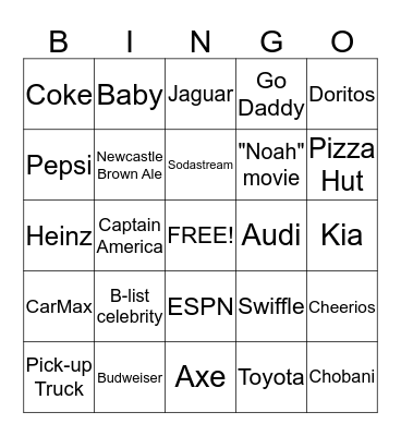 Super Bowl Bingo Card