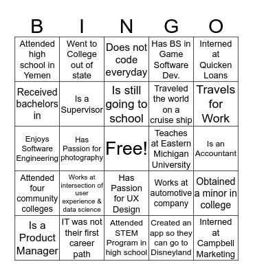 Discover the World of IT - Presenter Bingo! Bingo Card