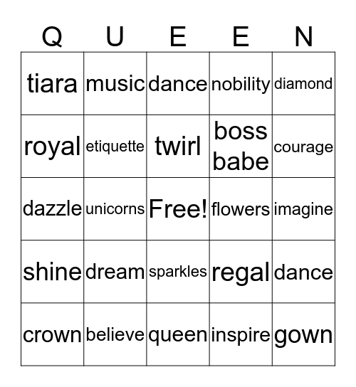 Princess Bingo Card