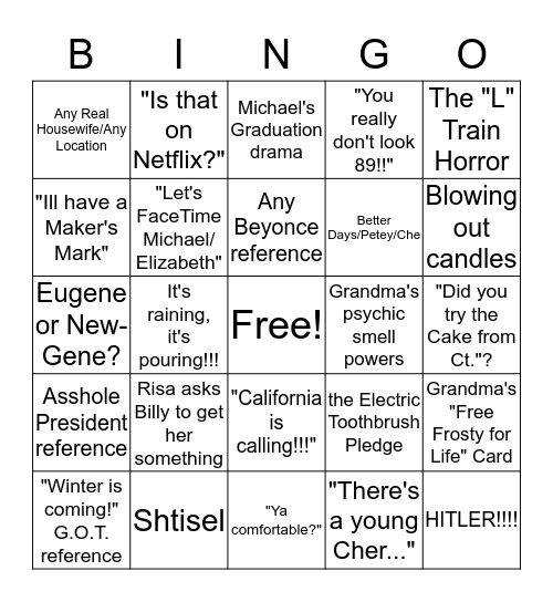 Bernice's Bingo Birthday Bingo Card