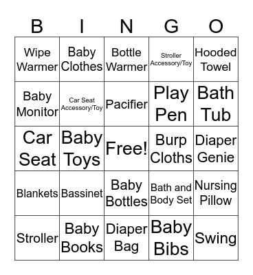 BABY SHOWER Bingo Card