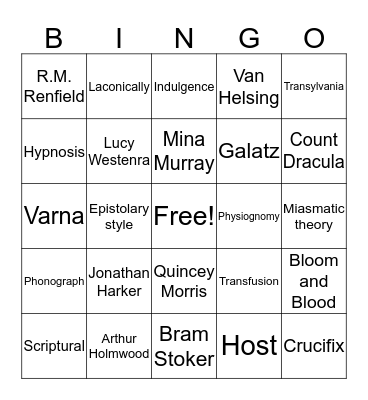 Dracula Bingo Card