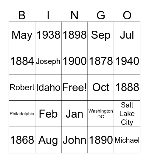 Indexing Bingo Card