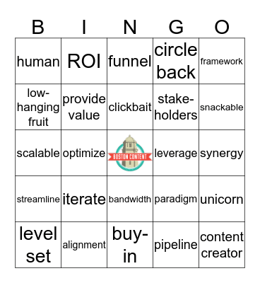 BosCon BuzzWord Bingo Card