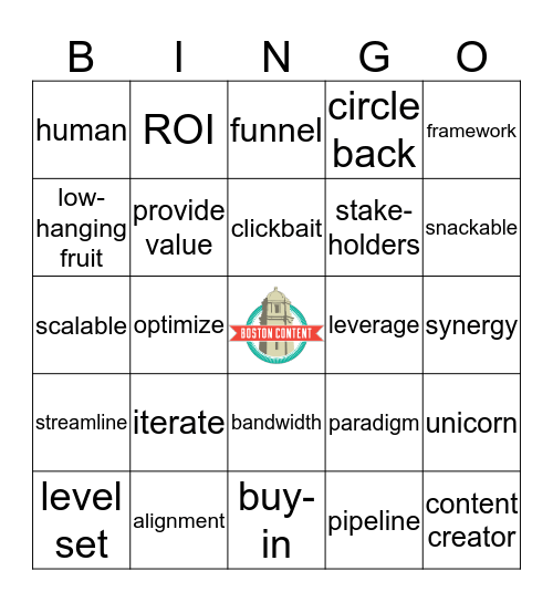 BosCon BuzzWord Bingo Card