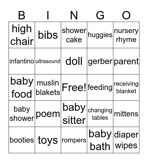 BABY SHOWER BINGO Card