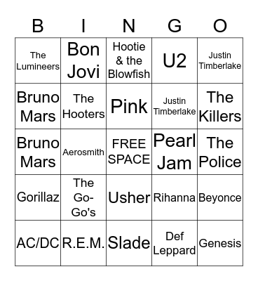 Trivia Challenge Bonus Bingo Card
