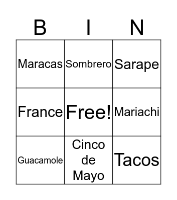 Cinco de Mayo! Bingo Card