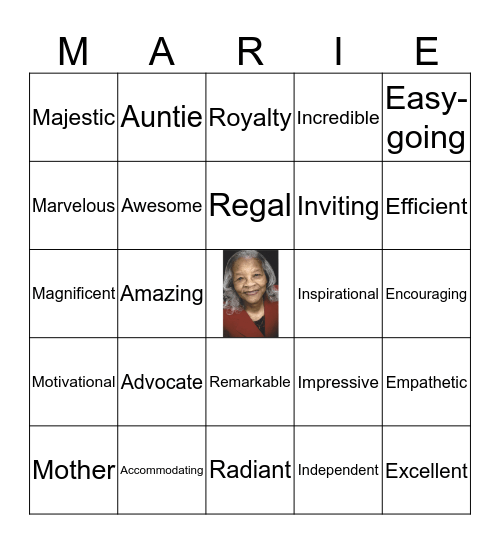 MARIE Bingo Card