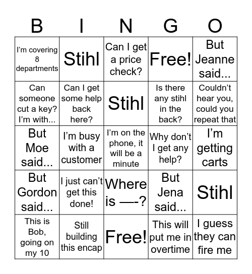 Bob Bingo Card