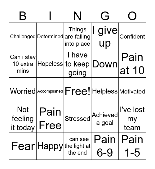 Rehab Bingo Card