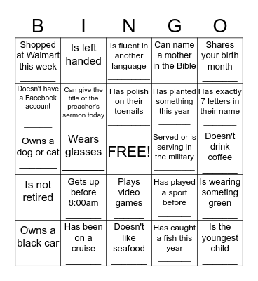 Mothers Day BINGO Card