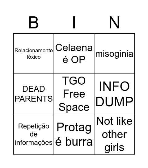 TGO BINGO Card
