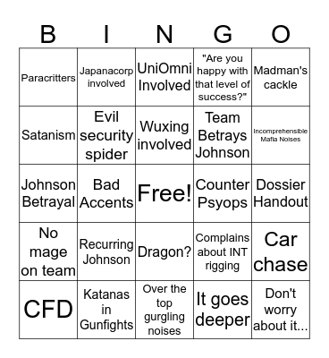 NotBob's Table Bingo Card
