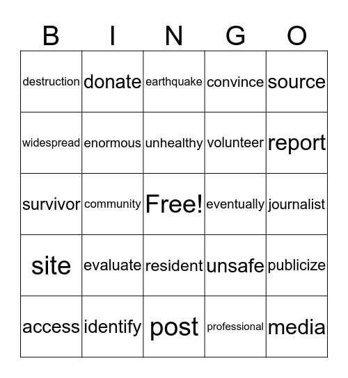 Making News Bingo Card