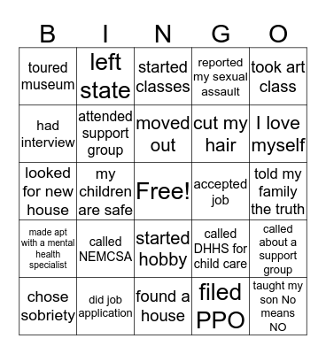 I am a SURVIVOR Bingo Card