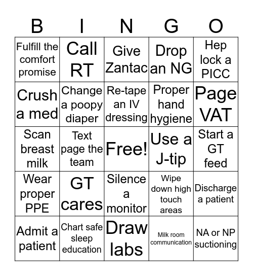 NURSES WEEK BINGO Card