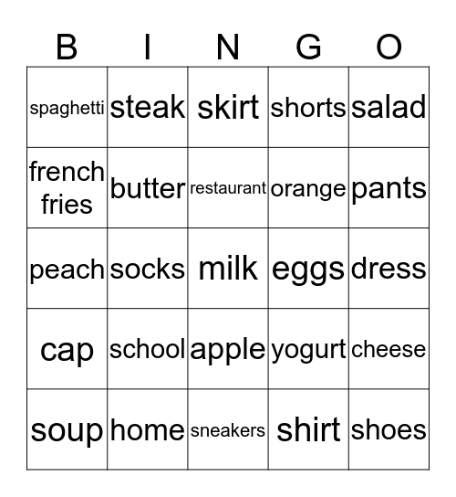 EU2 Unit 3-4 Bingo Card