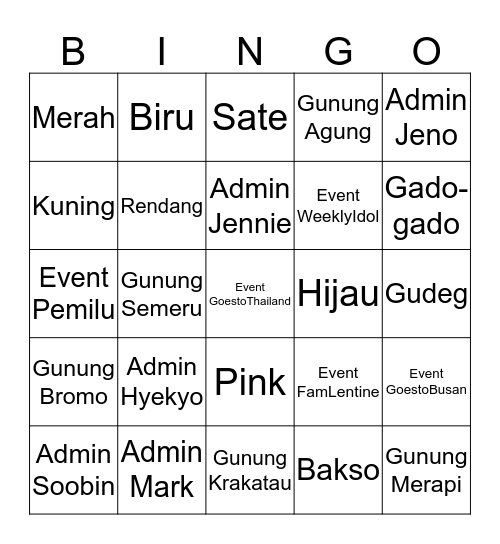 HIBIRENE91 Bingo Card