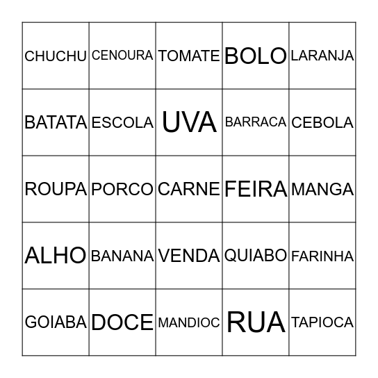 PALAVRAS DO SOLETRANDO Bingo Card