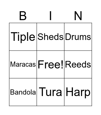 Venezuelan Musical Instruments Bingo Card