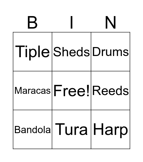 Venezuelan Musical Instruments Bingo Card