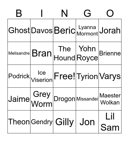 GOT: Battle of Winterfell Death Bingo  Bingo Card