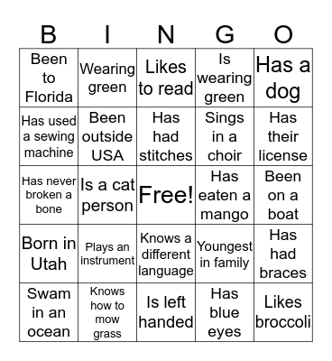 Team Building Bingo Card