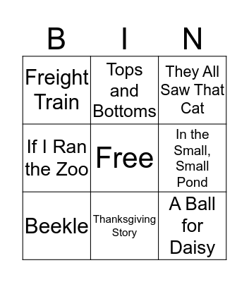 Caldecott Bingo Card