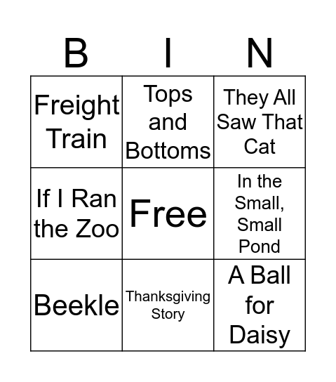 Caldecott Bingo Card