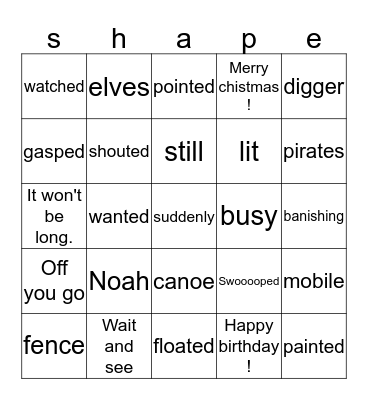 Sophia and Rio Bingo Card