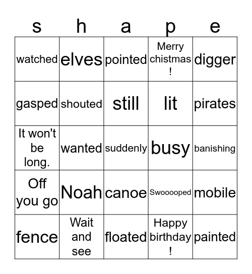 Sophia and Rio Bingo Card