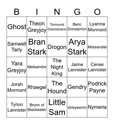 Winter is here. Bingo Card