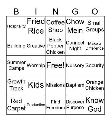 Connect Night Bingo Card