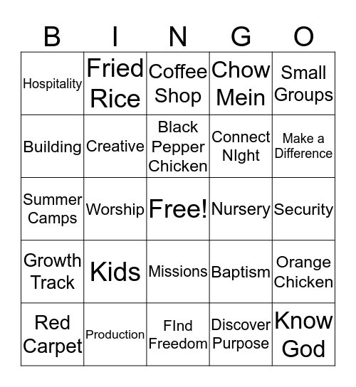Connect Night Bingo Card