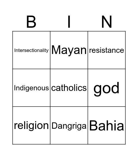 Belize and Brazil Bingo Card