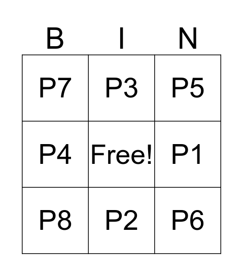 Organizational Bingo Card