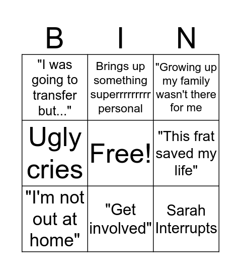 Last will Bingo Card