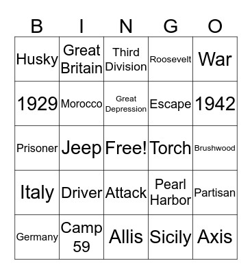 Captured by the Enemy Bingo Card