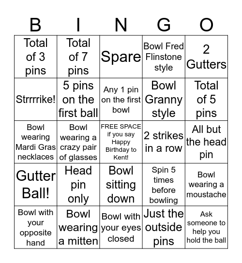 Bowl-a-Bingo Card