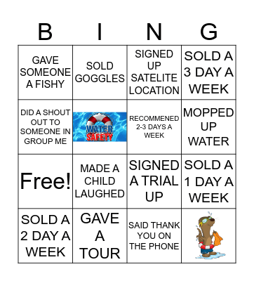 Aqua Tots BINGO Card
