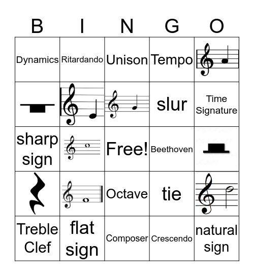 Music Bingo Card