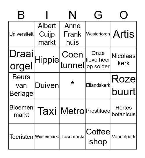 Amsterdamse Bingo Card